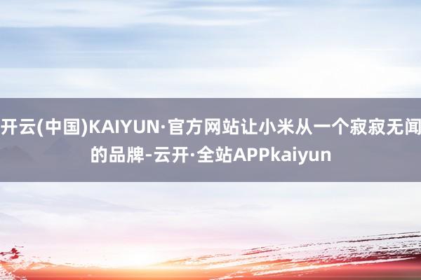 开云(中国)KAIYUN·官方网站让小米从一个寂寂无闻的品牌-云开·全站APPkaiyun