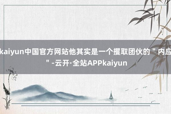 kaiyun中国官方网站他其实是一个攫取团伙的＂内应＂-云开·全站APPkaiyun
